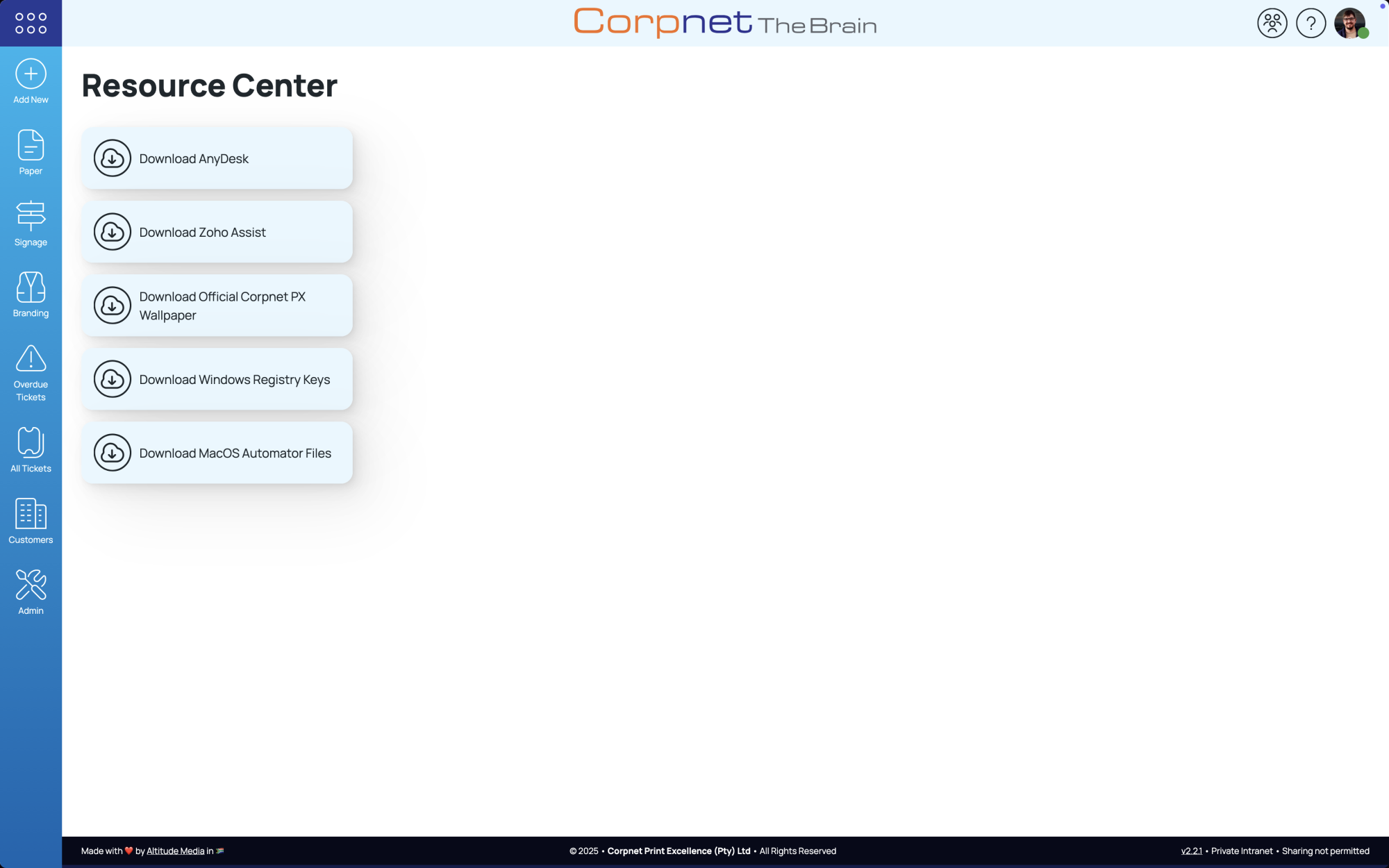 Corpnet Print Excellence Intranet WebApp • Altitude Media