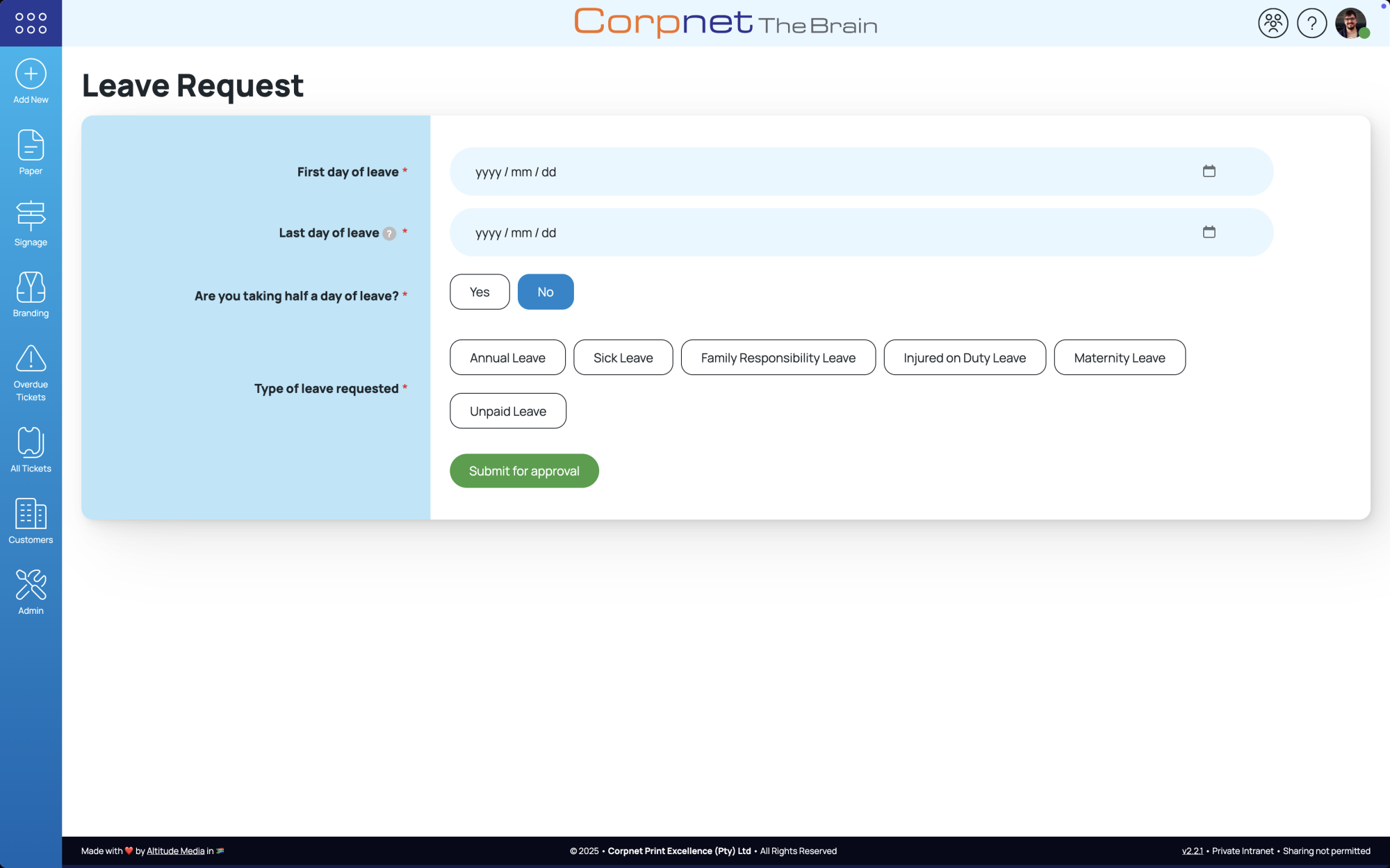 Corpnet Print Excellence Intranet WebApp • Altitude Media